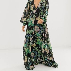 Asos Edition Blouson Sleeve Floral Maxi Dress